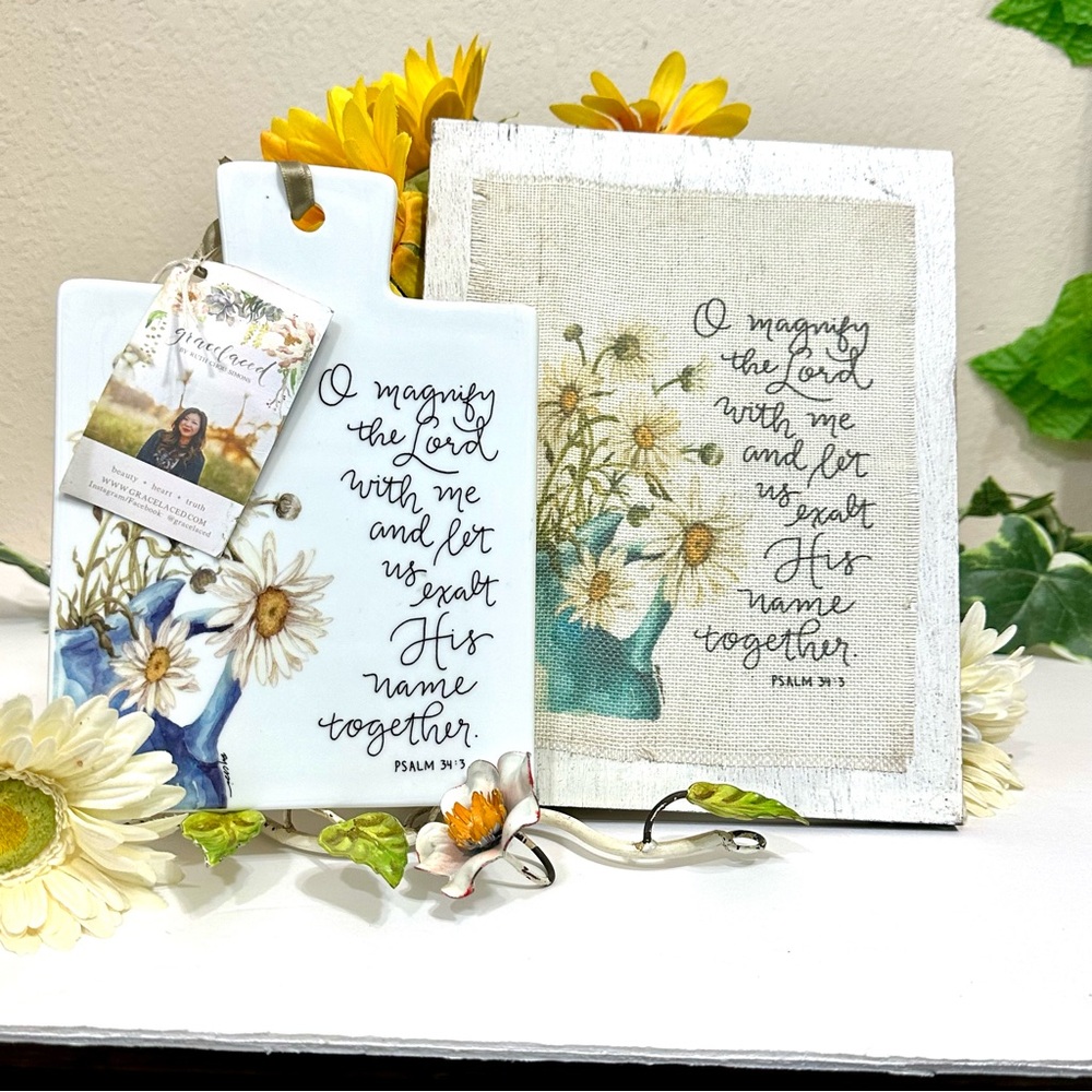GraceLaced Carpentree Christian Psalms Trivet and Canvass decor